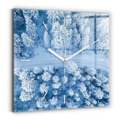 Ceas pătrat de perete din sticlă Pădure dintr-o dronă