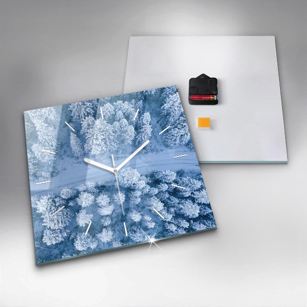 Ceas pătrat de perete din sticlă Pădure dintr-o dronă