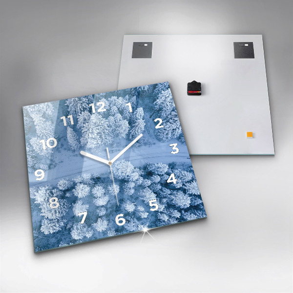 Ceas pătrat de perete din sticlă Pădure dintr-o dronă