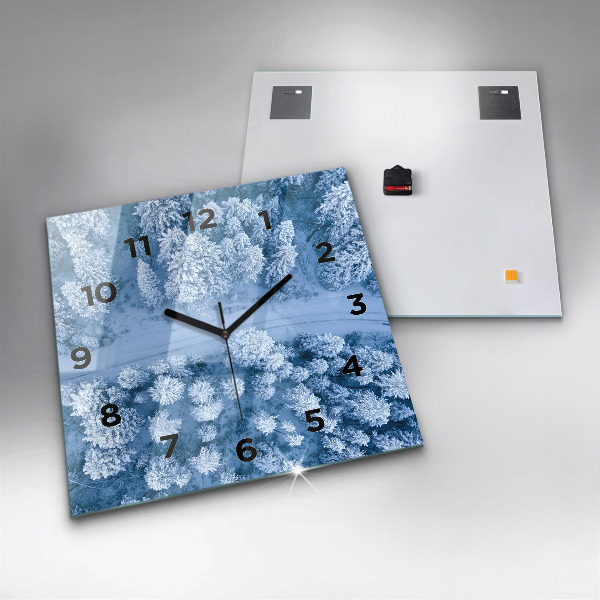 Ceas pătrat de perete din sticlă Pădure dintr-o dronă