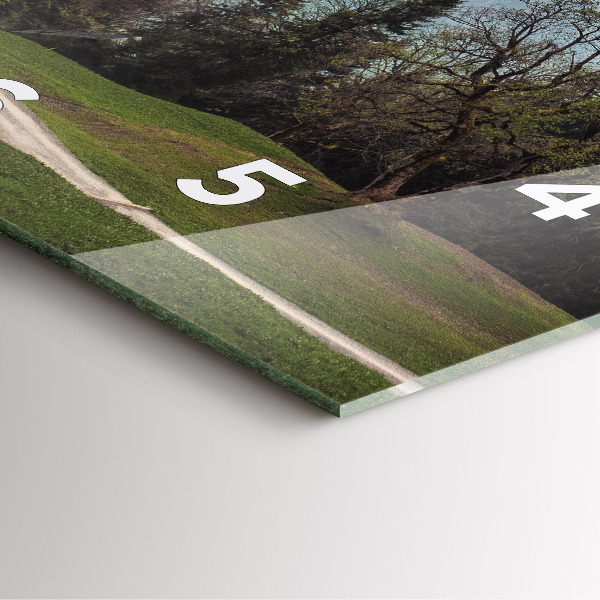 Ceas pătrat de perete din sticlă Vedere la munte