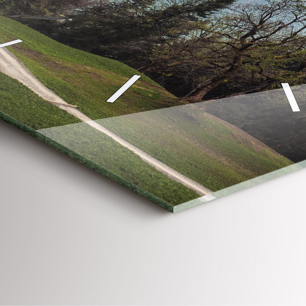 Ceas pătrat de perete din sticlă Vedere la munte