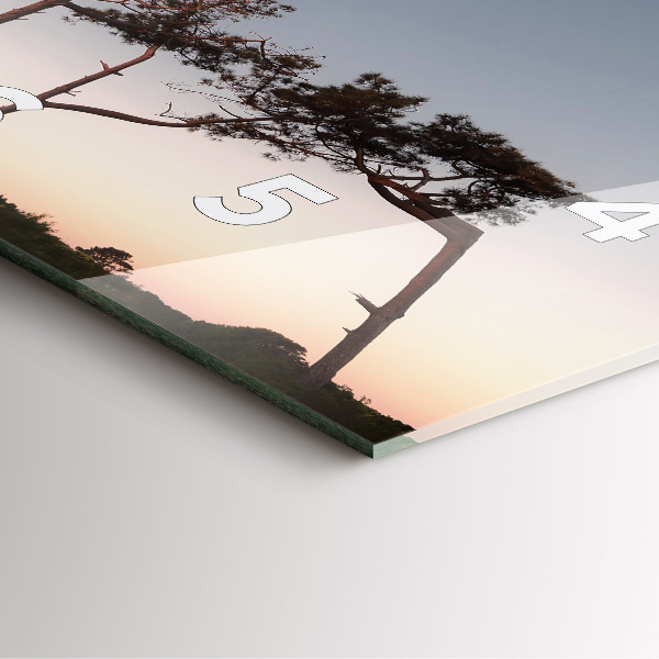 Ceas pătrat de perete din sticlă Semiluna și copaci