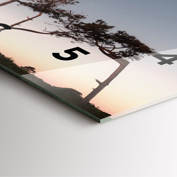 Ceas pătrat de perete din sticlă Semiluna și copaci