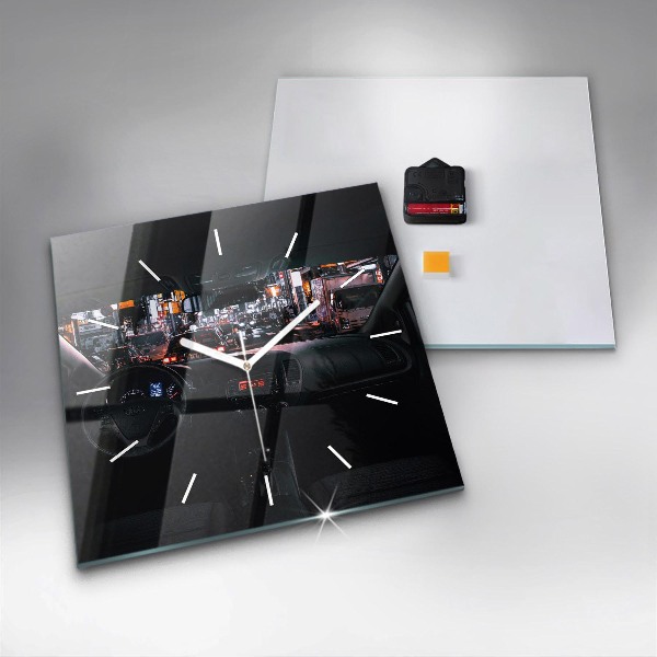 Ceas pătrat de perete din sticlă Mașină în Tokyo
