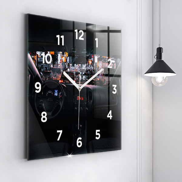 Ceas pătrat de perete din sticlă Mașină în Tokyo