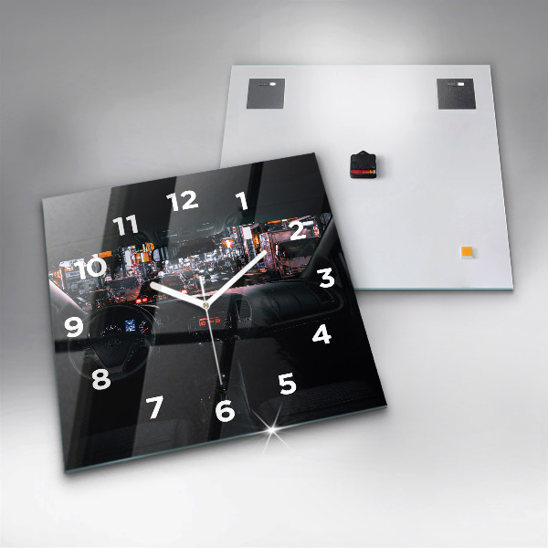 Ceas pătrat de perete din sticlă Mașină în Tokyo