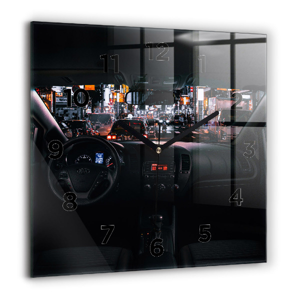 Ceas pătrat de perete din sticlă Mașină în Tokyo