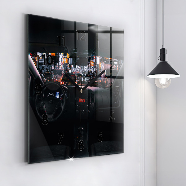 Ceas pătrat de perete din sticlă Mașină în Tokyo