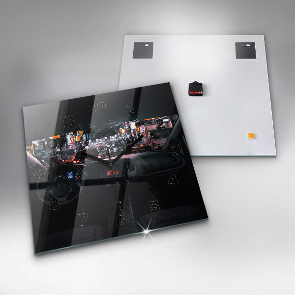 Ceas pătrat de perete din sticlă Mașină în Tokyo