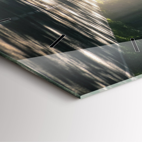 Ceas pătrat de perete din sticlă Drum forestier și dâre de lumină solară