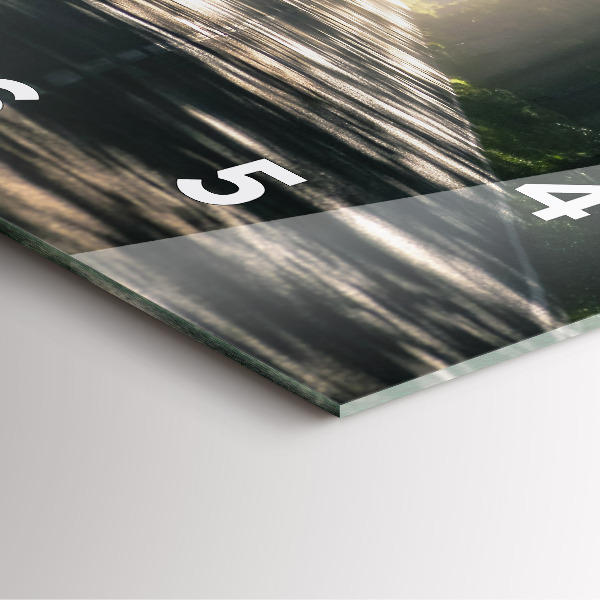 Ceas pătrat de perete din sticlă Drum forestier și dâre de lumină solară