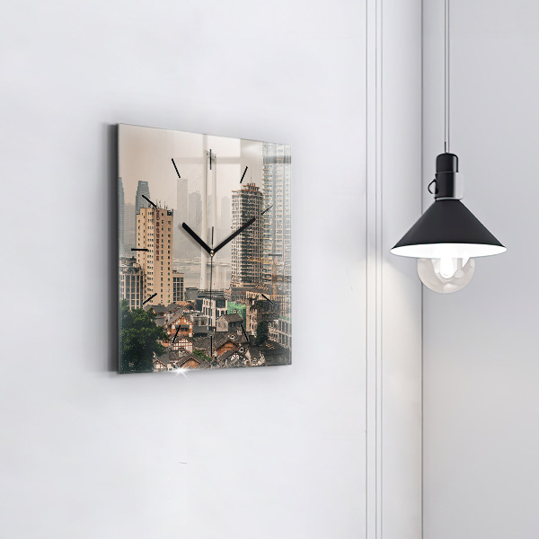Ceas pătrat de perete din sticlă Orașul vechi Chongqing