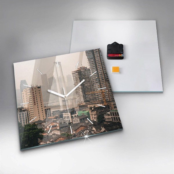 Ceas pătrat de perete din sticlă Orașul vechi Chongqing