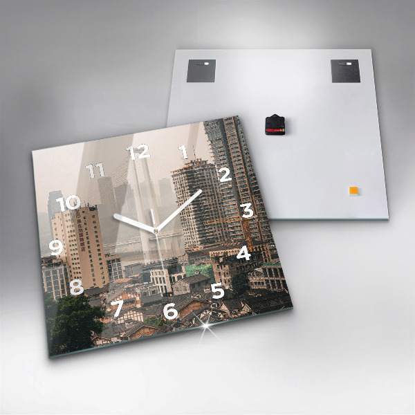 Ceas pătrat de perete din sticlă Orașul vechi Chongqing