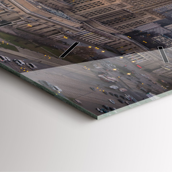 Ceas pătrat de perete din sticlă Panorama Varșoviei