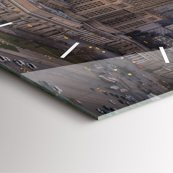 Ceas pătrat de perete din sticlă Panorama Varșoviei