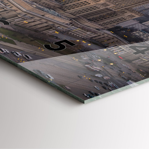 Ceas pătrat de perete din sticlă Panorama Varșoviei