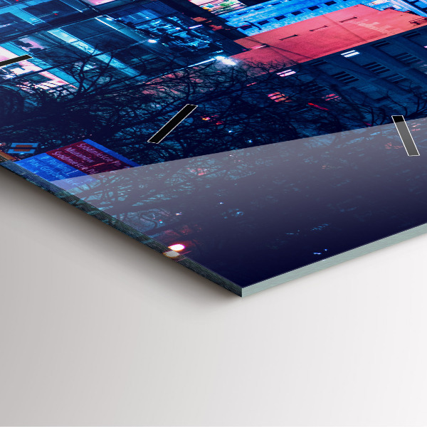 Ceas pătrat de perete din sticlă Varșovia noaptea