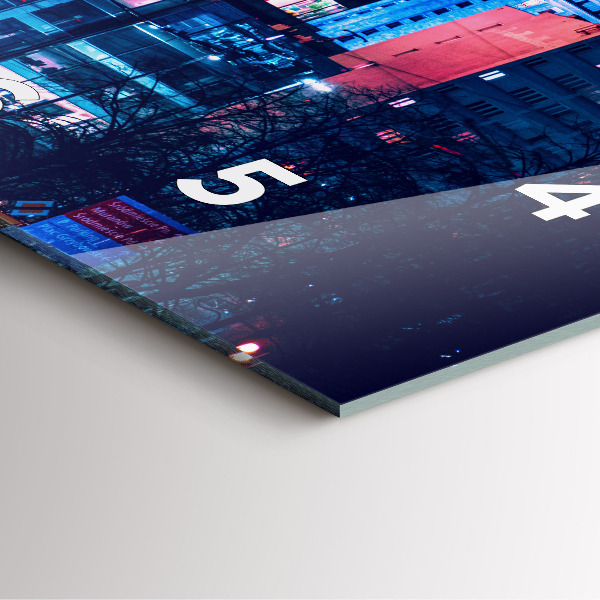 Ceas pătrat de perete din sticlă Varșovia noaptea