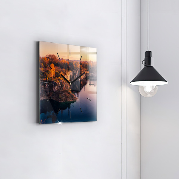 Ceas pătrat de perete din sticlă Lacul Zakrzówek din Cracovia