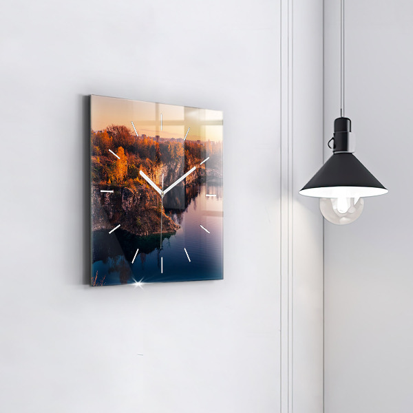 Ceas pătrat de perete din sticlă Lacul Zakrzówek din Cracovia