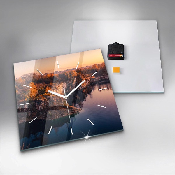 Ceas pătrat de perete din sticlă Lacul Zakrzówek din Cracovia