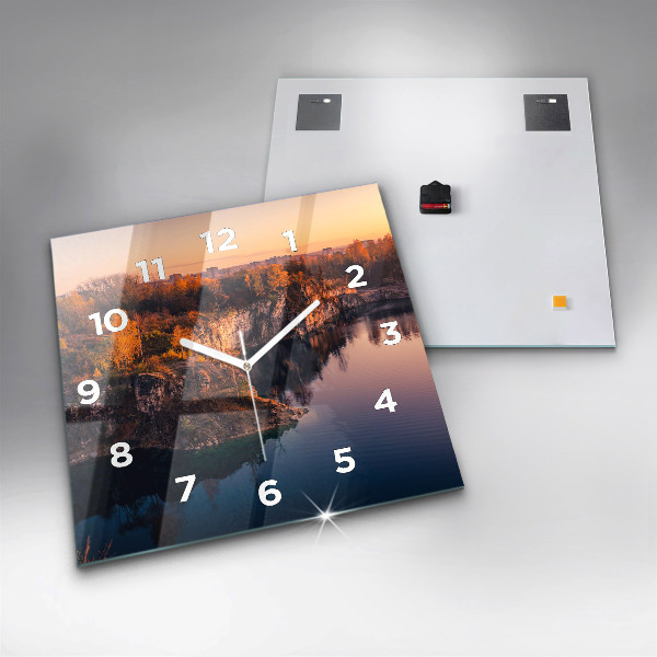 Ceas pătrat de perete din sticlă Lacul Zakrzówek din Cracovia