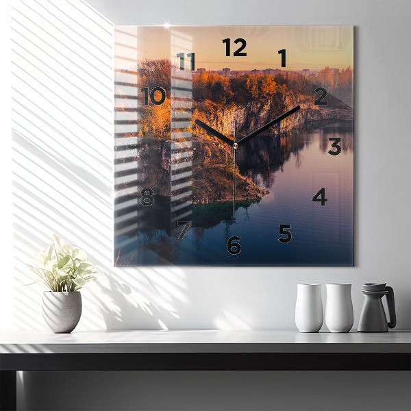 Ceas pătrat de perete din sticlă Lacul Zakrzówek din Cracovia