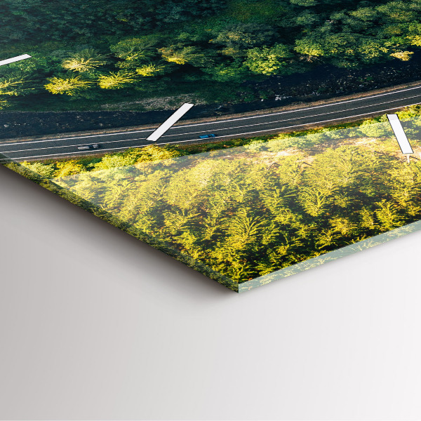 Ceas pătrat de perete din sticlă Pădure din vedere de ochi de pasăre