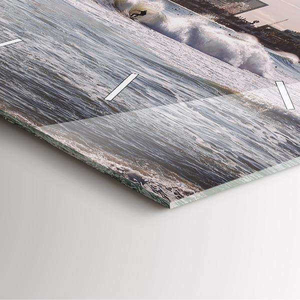 Ceas pătrat de perete din sticlă Barcelona Surfer