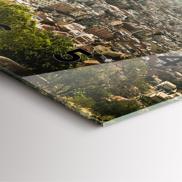 Ceas pătrat de perete din sticlă Vedere Barcelona asupra Montjuic