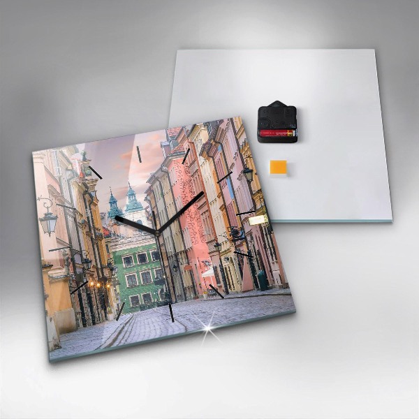 Ceas pătrat de perete din sticlă Orașul Vechi din Varșovia