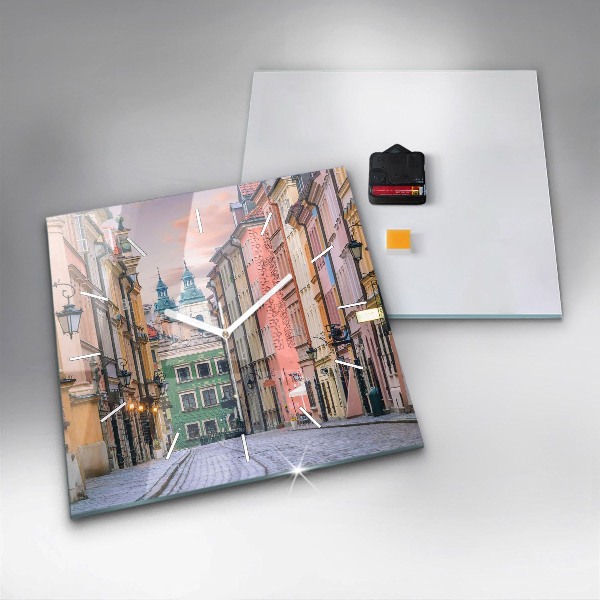 Ceas pătrat de perete din sticlă Orașul Vechi din Varșovia