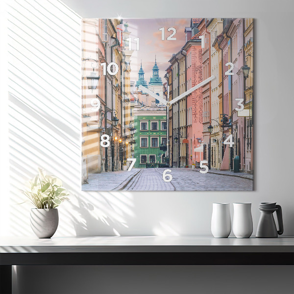 Ceas pătrat de perete din sticlă Orașul Vechi din Varșovia