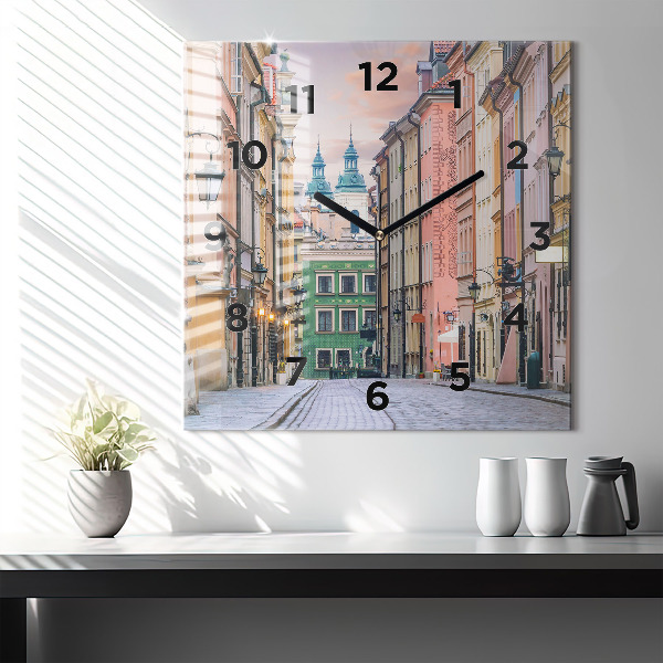 Ceas pătrat de perete din sticlă Orașul Vechi din Varșovia