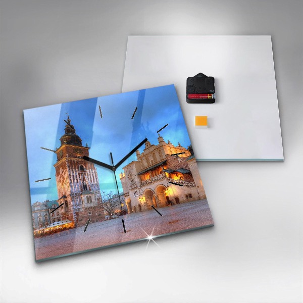 Ceas pătrat de perete din sticlă Piața principală din Cracovia