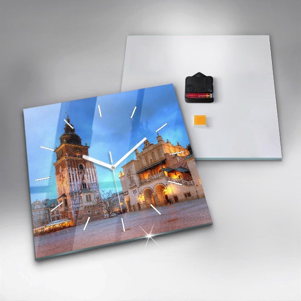 Ceas pătrat de perete din sticlă Piața principală din Cracovia