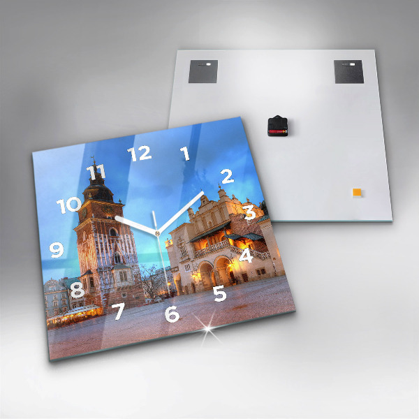 Ceas pătrat de perete din sticlă Piața principală din Cracovia