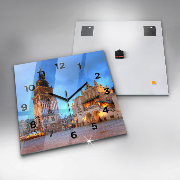 Ceas pătrat de perete din sticlă Piața principală din Cracovia