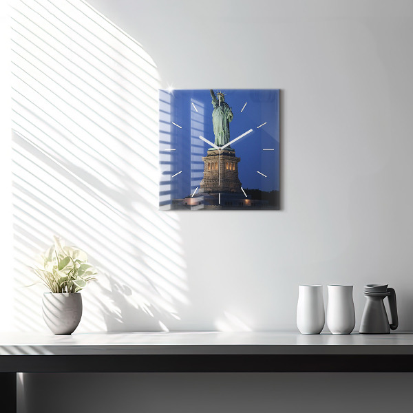 Ceas pătrat de perete din sticlă Statuia Libertății New York