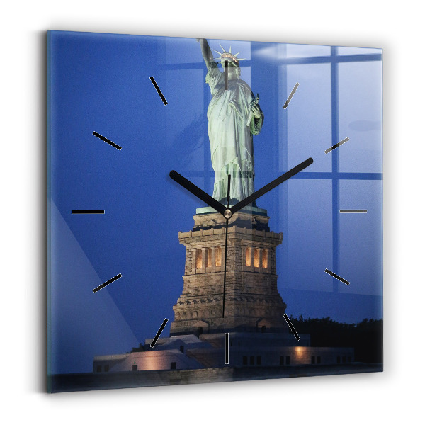 Ceas pătrat de perete din sticlă Statuia Libertății New York