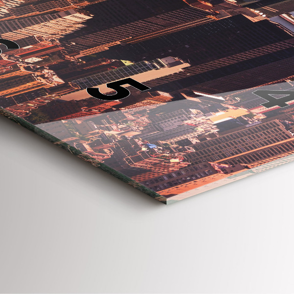 Ceas pătrat de perete din sticlă Panorama orasului apusului