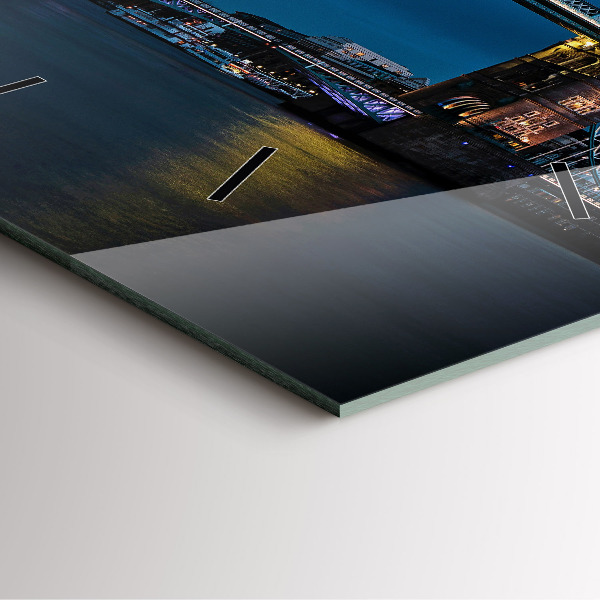 Ceas pătrat de perete din sticlă Tower Bridge Londra noaptea