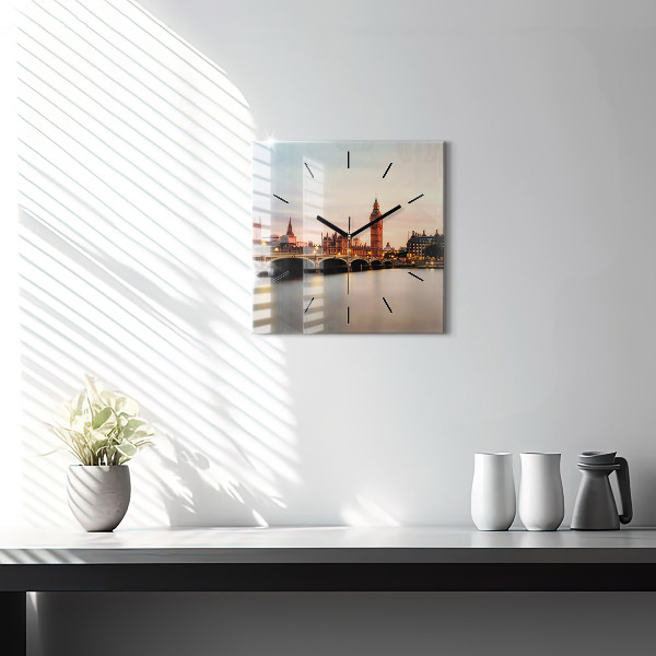 Ceas pătrat de perete din sticlă Orizontul Big Ben a Londrei