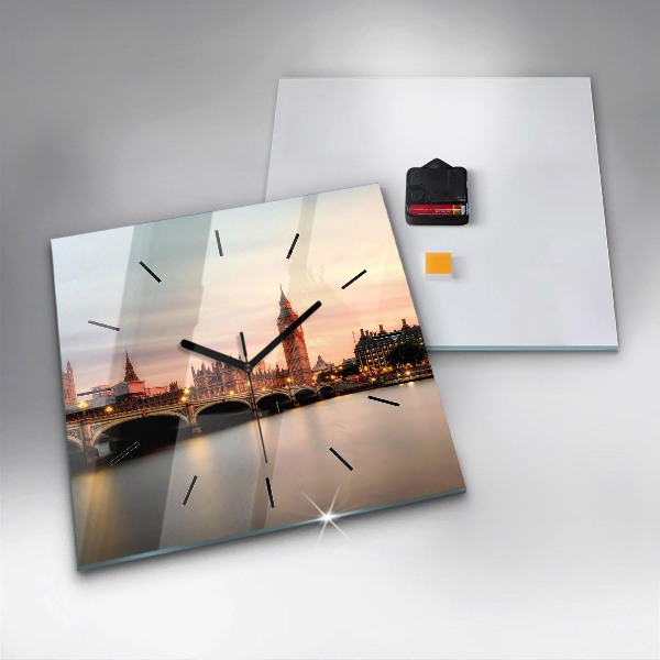 Ceas pătrat de perete din sticlă Orizontul Big Ben a Londrei