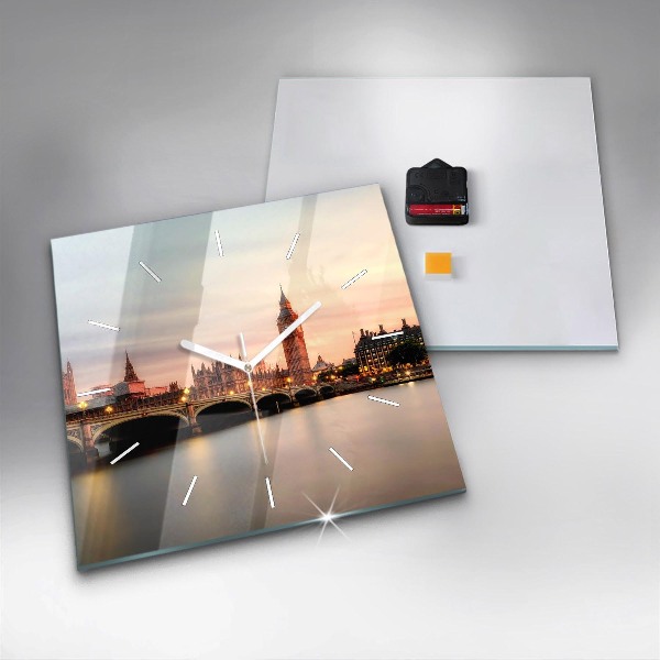 Ceas pătrat de perete din sticlă Orizontul Big Ben a Londrei