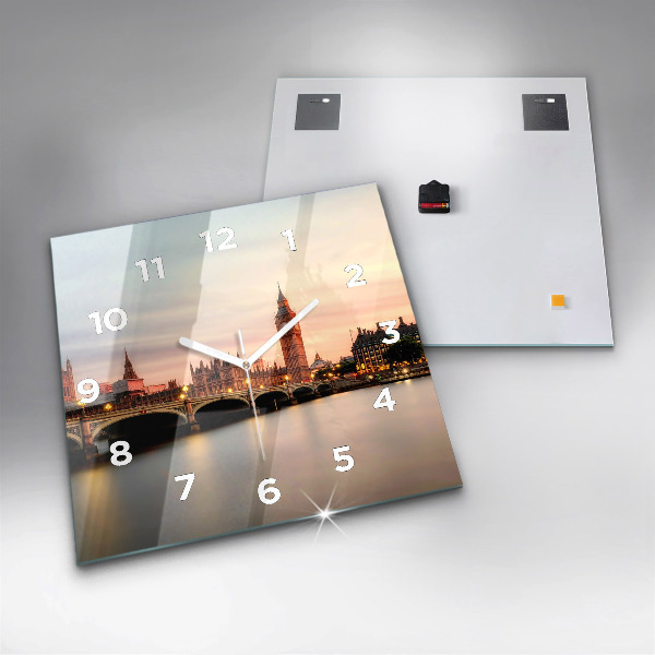 Ceas pătrat de perete din sticlă Orizontul Big Ben a Londrei