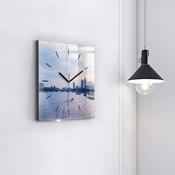 Ceas pătrat de perete din sticlă Panorama London Eye a orașului