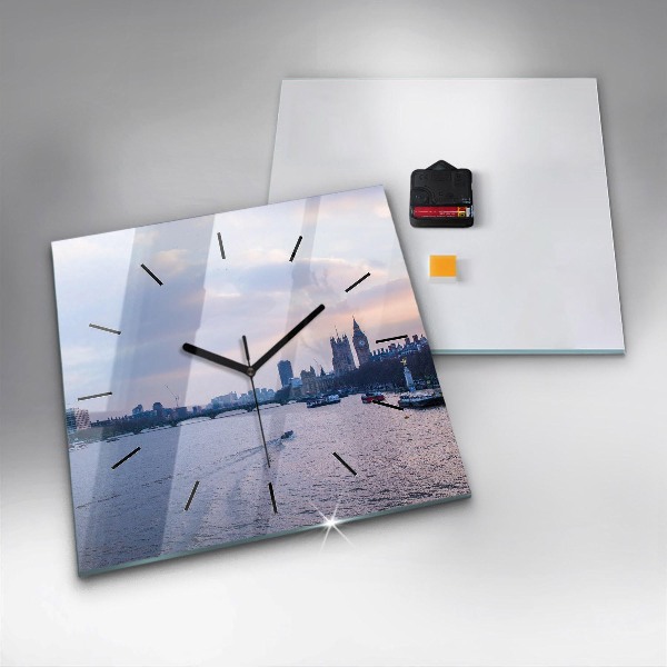 Ceas pătrat de perete din sticlă Panorama London Eye a orașului